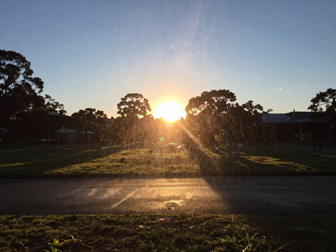 Golden Sun Shower in Victoria Evening Light in in Victoria