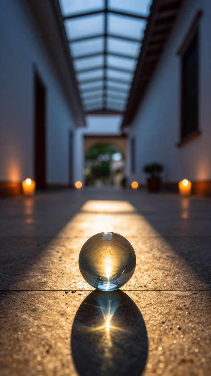 Golden Sunlight Through Glass Marble in Esmeraldas in inside a skylit passageway in Esmeraldas