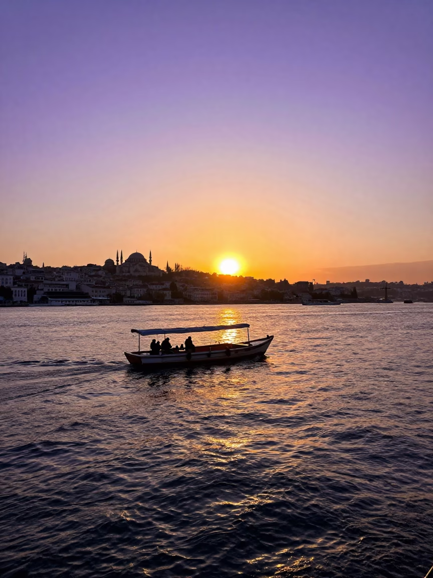 Golden Sunset in Istanbul at Sunset Light in in Istanbul, Turkey