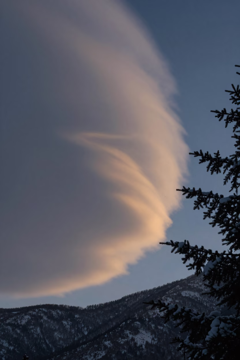 Golden Twilight Mammatus Clouds Over Greece in beneath fast-moving cloud bands in Greece
