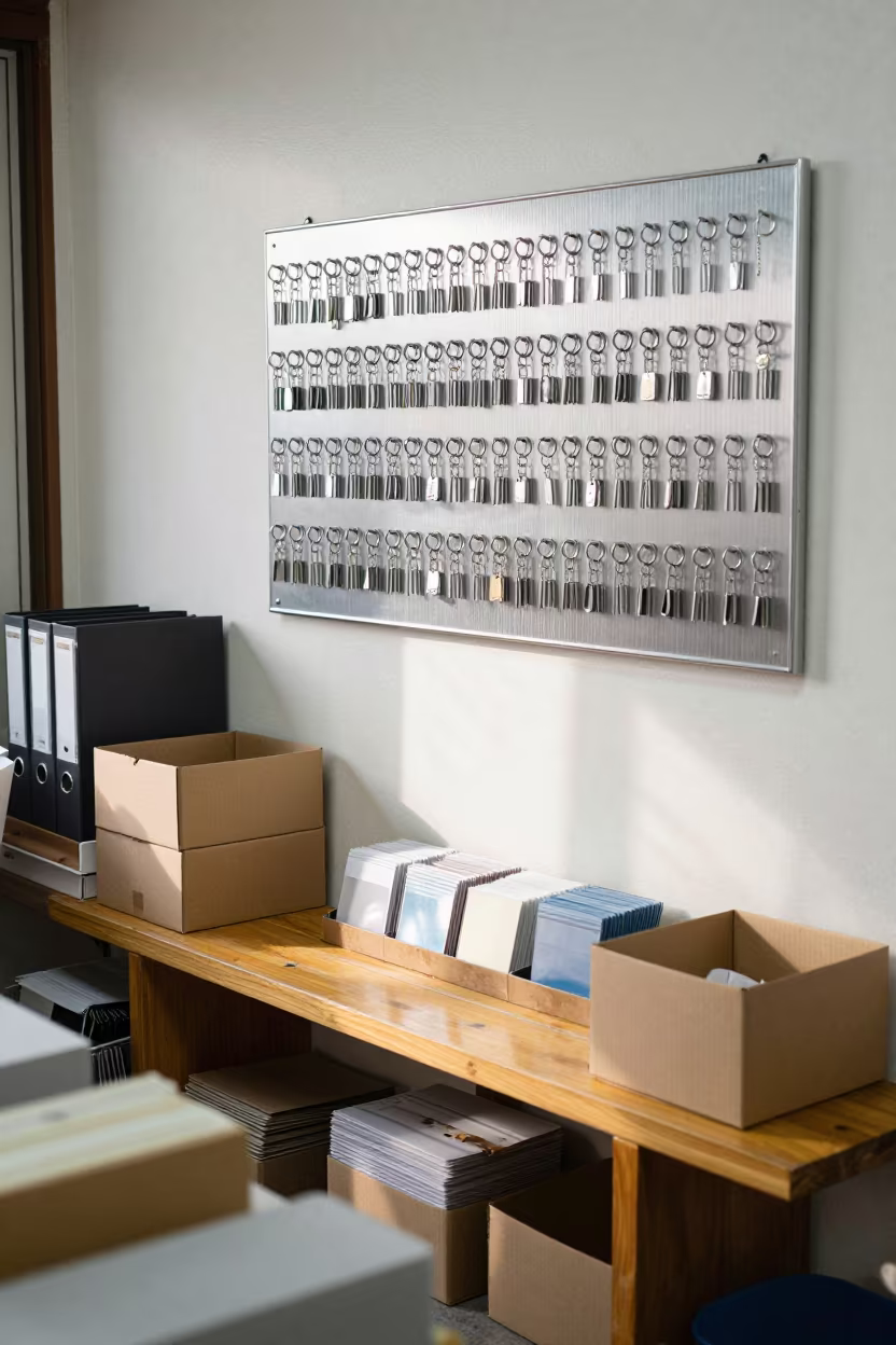 Goldsmith Bench Key Ring Board in Chiba Bazaar in at a goldsmith bench in a bazaar jewelry lane in Chiba