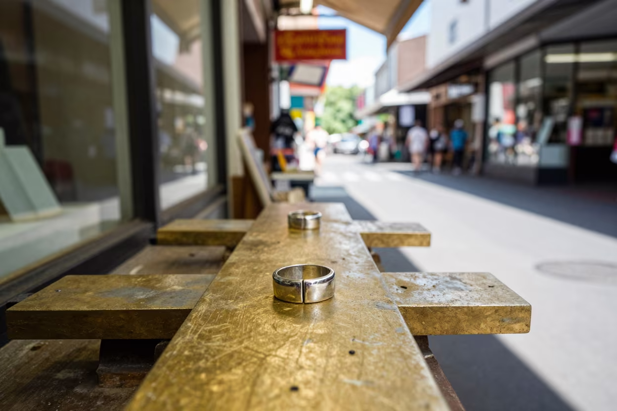 Goldsmith Bench Ring in Sydney Bazaar in at a goldsmith bench in a bazaar jewelry lane in Sydney