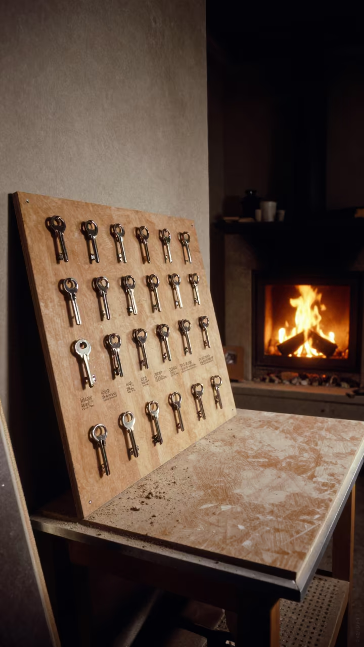 Goldsmith Key Ring Board Night in inside a goldsmith workshop behind the market lane in Hangzhou