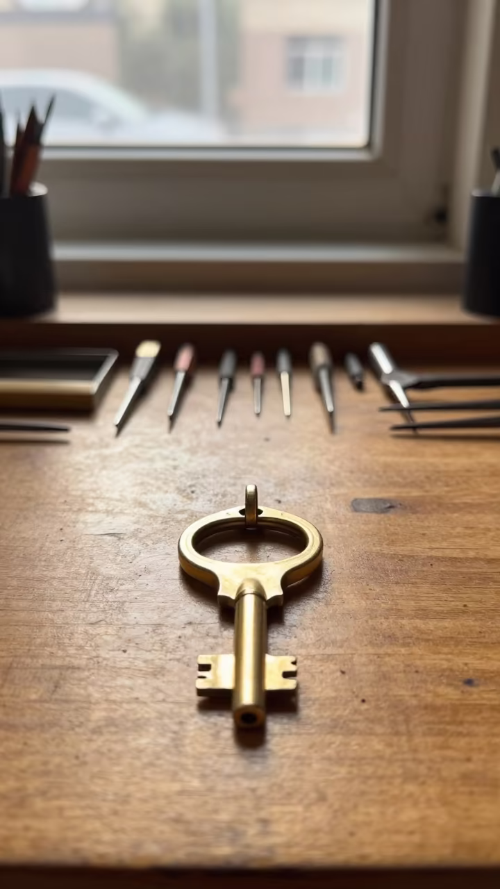 Goldsmith Prep Retail Tester Key Ring in inside a goldsmith workshop behind the market lane in Wangfujing, Beijing