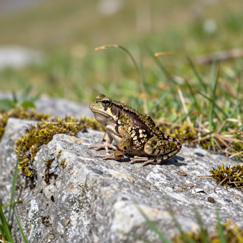 Goliath Frog on Swiss Ridge Midday in on a wind-scoured ridge in Switzerland