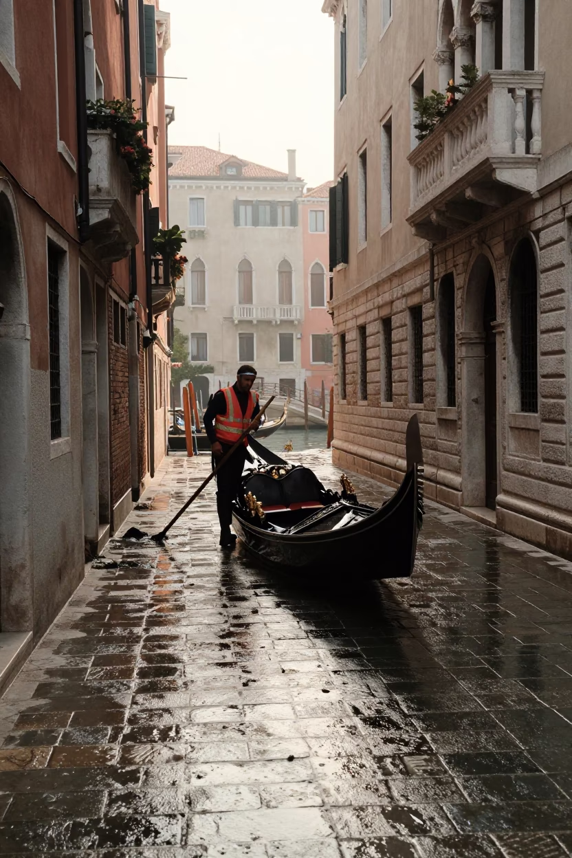 Gondola Worker in Venice in in Venice, Italy