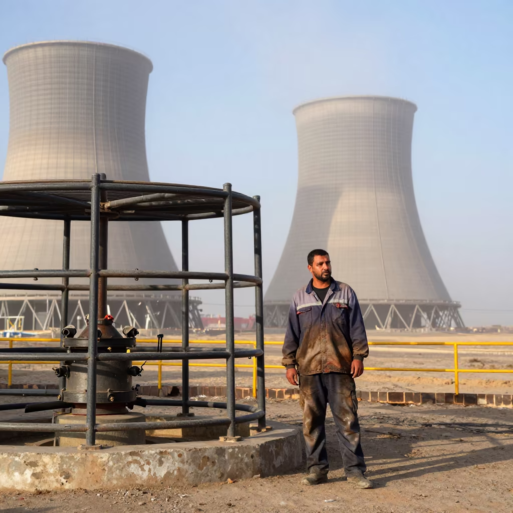 Gondolier in Marine Fog at Tarim Harbor Edge in at a harbor edge in Tarim