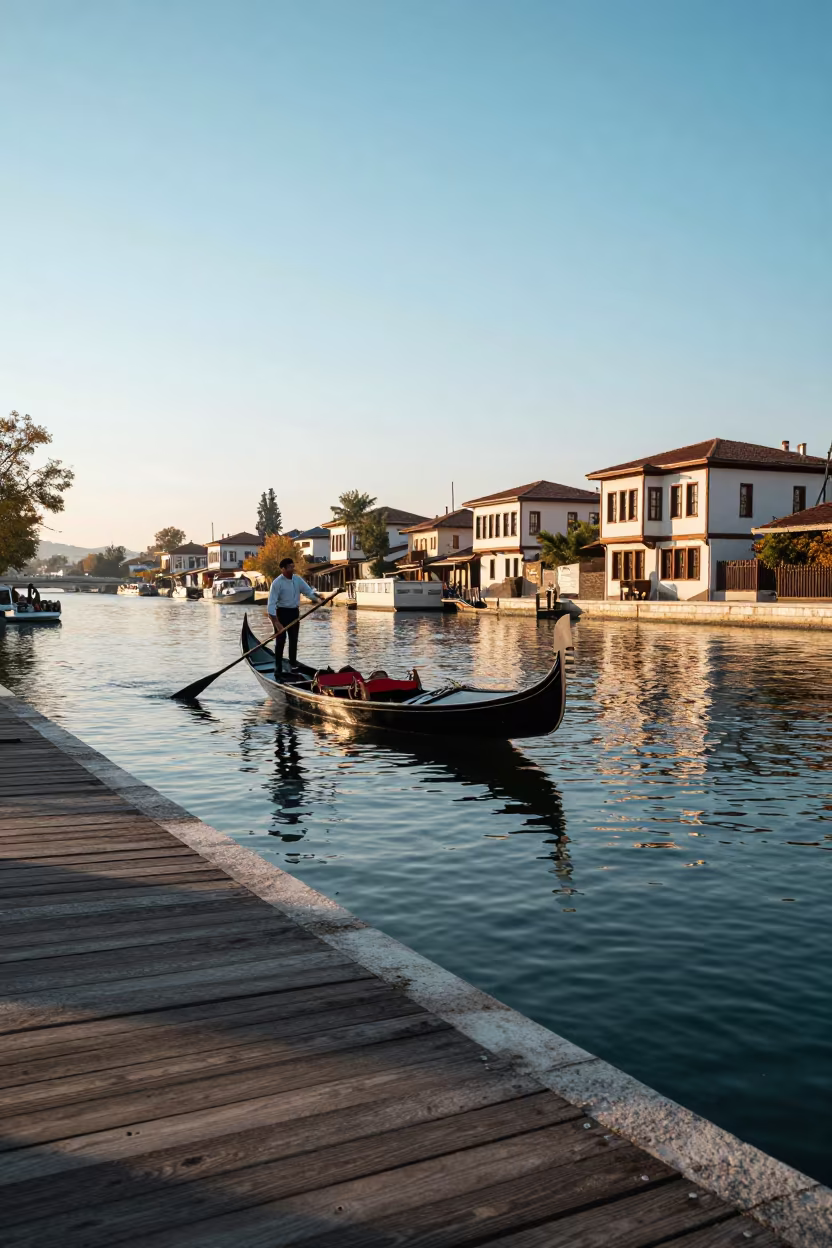 Gondolier Rowing at Dawn in Sanliurfa in in Şanlıurfa