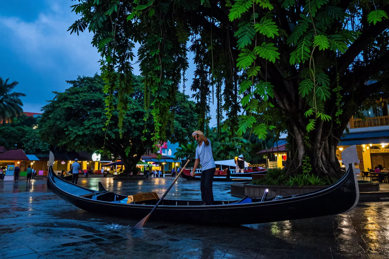 Gondolier Vines Blue Hour Yola Square in at a public square in Yola