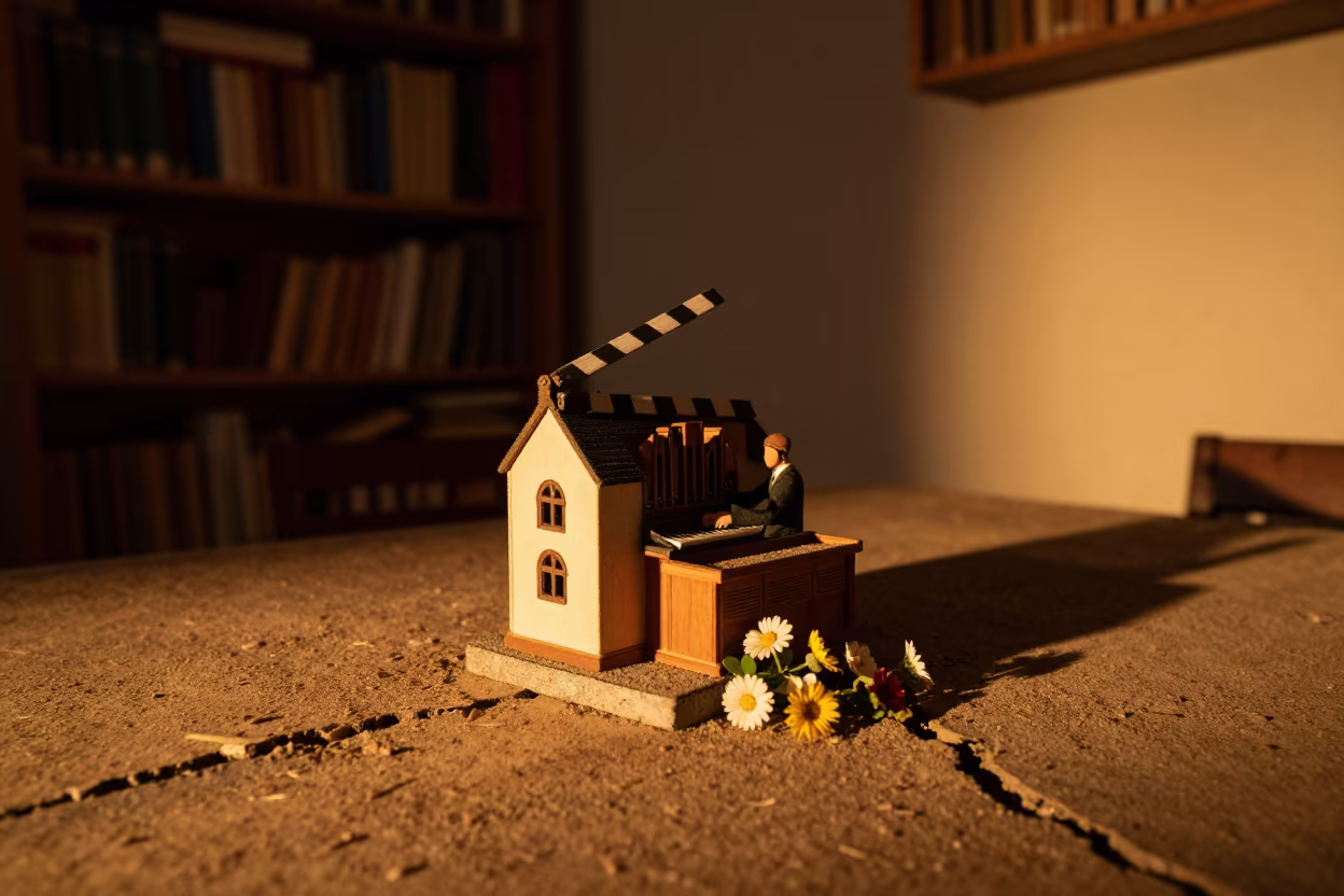 Gospel Organist Surreal Library Table in on a dusty library table in Djelfa