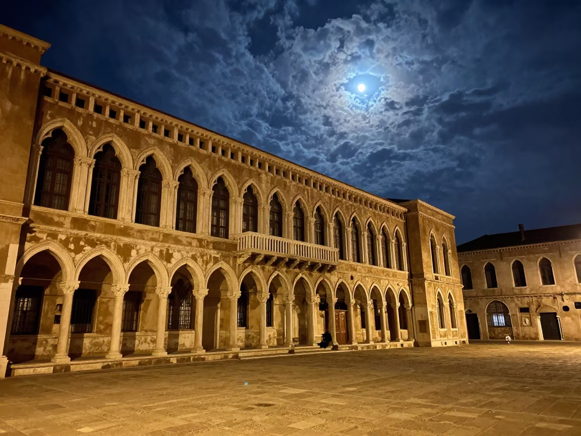 Gothic Palazzo Moonlit Passage Dry Season in inside a skylit passageway near Dire Dawa