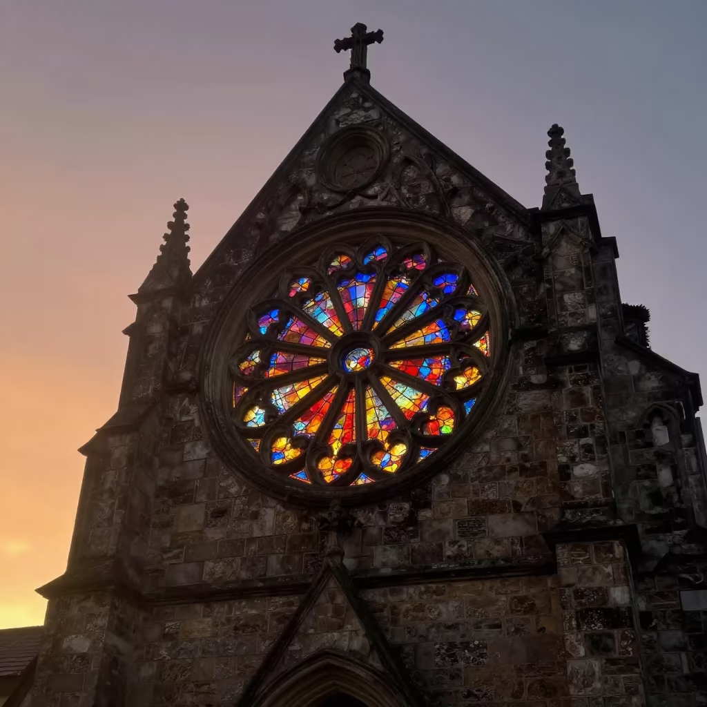 Gothic Rose Window Silhouette in Dominican Light in in Dominican Republic