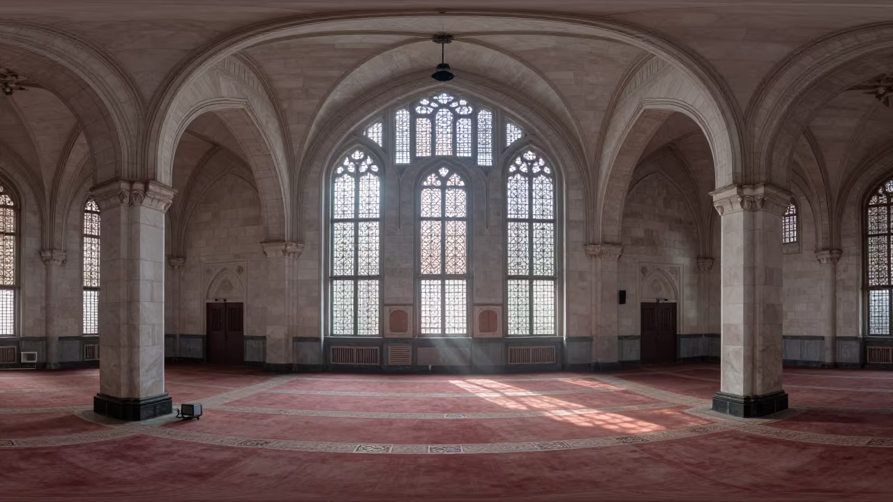 Gothic Tracery in Dhaka Mosque Prayer Hall in in a mosque prayer hall in Shankhari Bazaar, Dhaka
