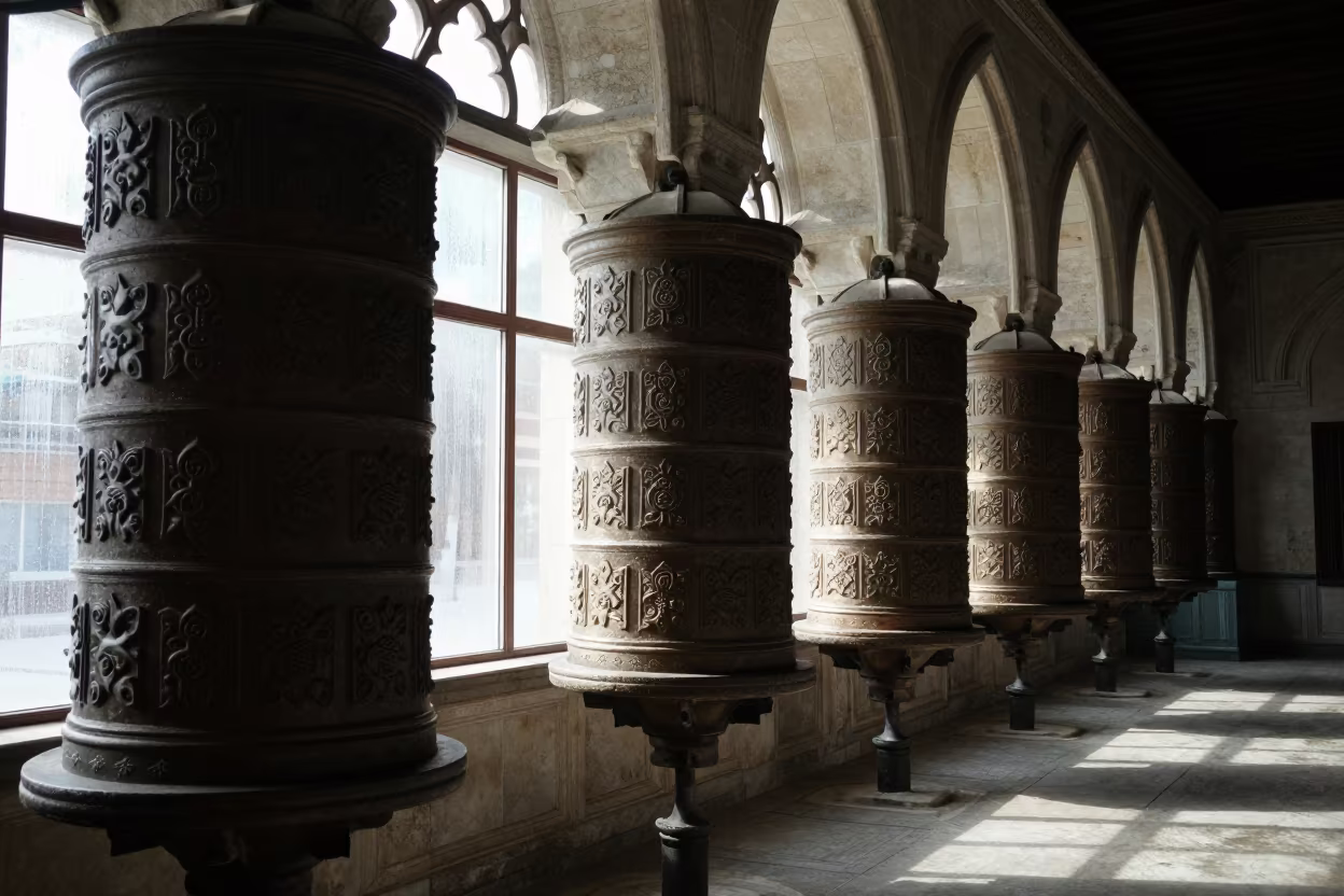 Gothic Tracery Fractals in Kazan Cathedral Light in beside a prayer wheel corridor in Kazan