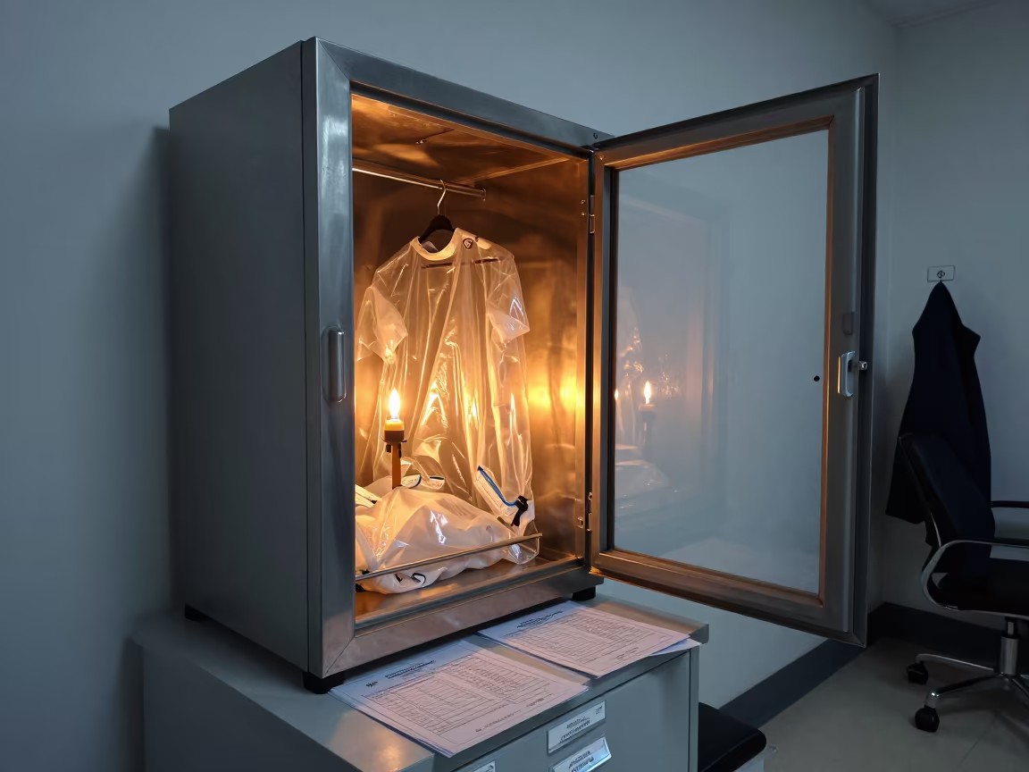 Gown Cabinet in Kitale Clinic Twilight in inside a clinic exam room in Kitale
