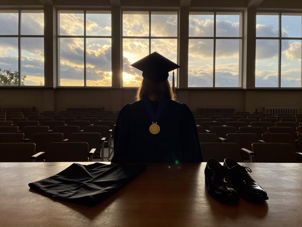 Graduation Medal Silhouette in Koszalin Hall in in a lecture hall before the crowd arrives in Koszalin