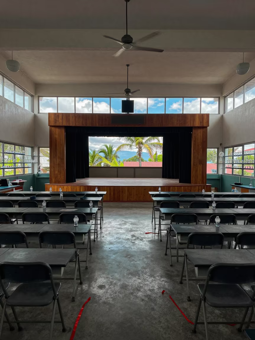 Graduation Stage in Otavalo School Lab in in a school laboratory in Otavalo