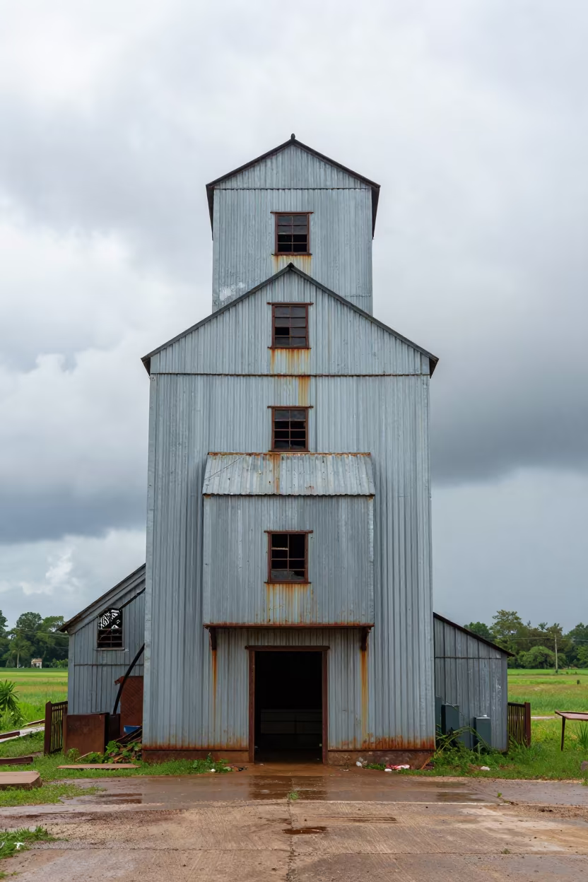 Grain Elevator Against Jamaican Monsoon Sky in in Jamaica
