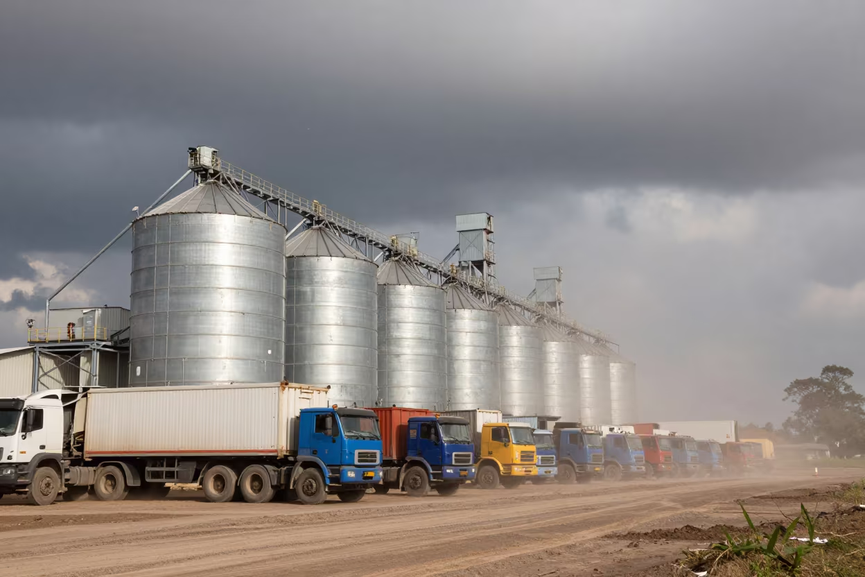 Grain Elevator Trucks Lined Up Harvest Nicaragua in in Nicaragua