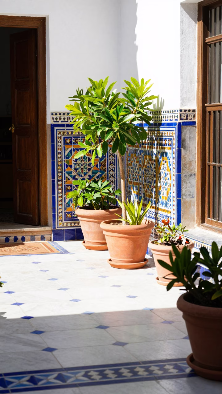 Granada Colorful Patio at Late Morning Light in in Granada, Spain