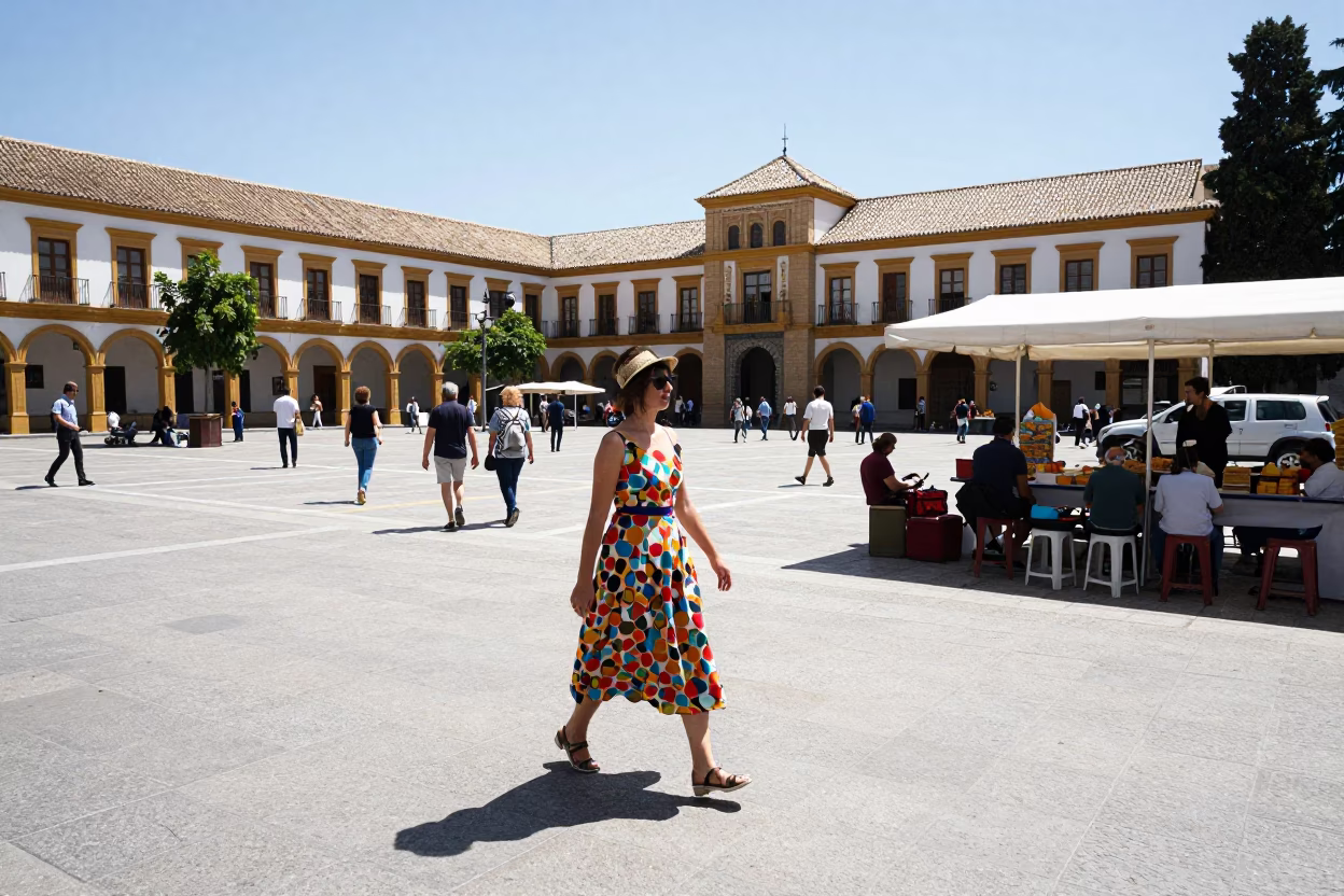 Granada Daily Life at The Flat Glare Of Noon Light in in Granada, Spain