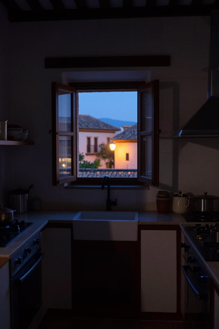 Granada Pre-Dawn Interior at The Still Hours Before Dawn Light in in Granada, Spain