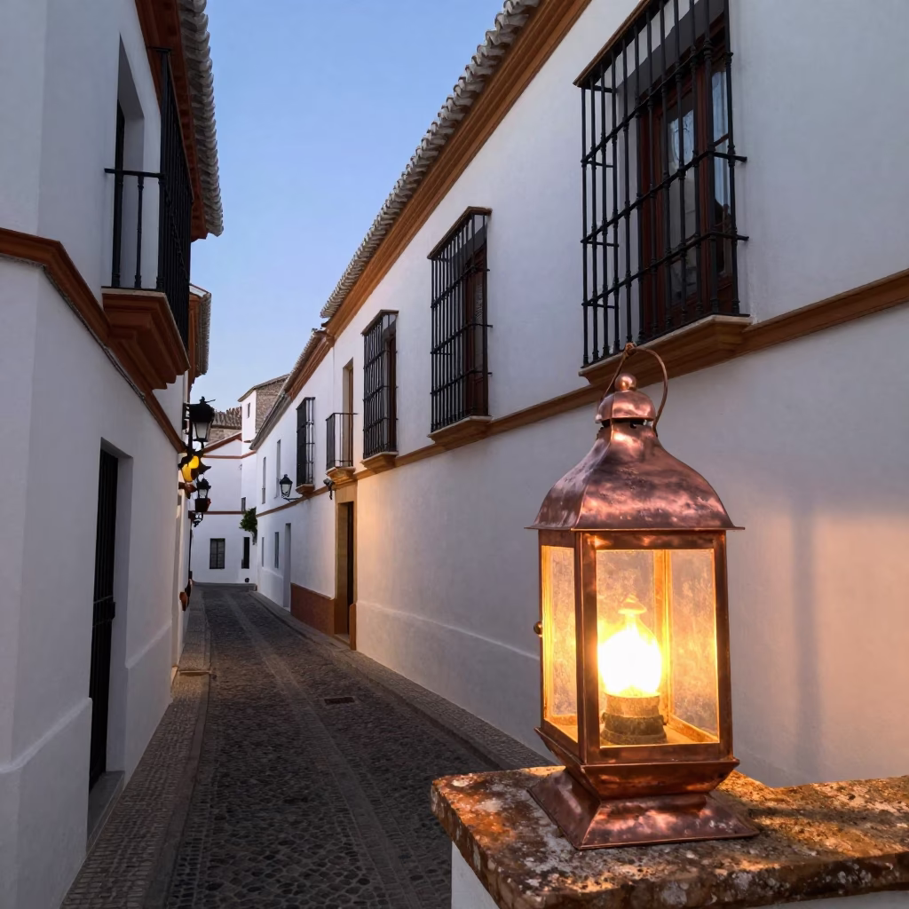 Granada Spain Alhambra Viewpoint Copper Dusk Light Lantern Glow in in Granada, Spain