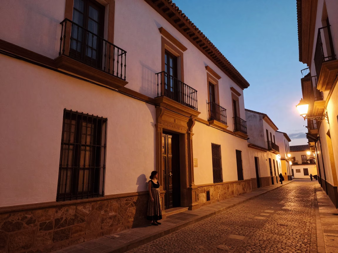 Granada Spain Before Dusk Copper Light Street Scene With Local Details in in Granada, Spain