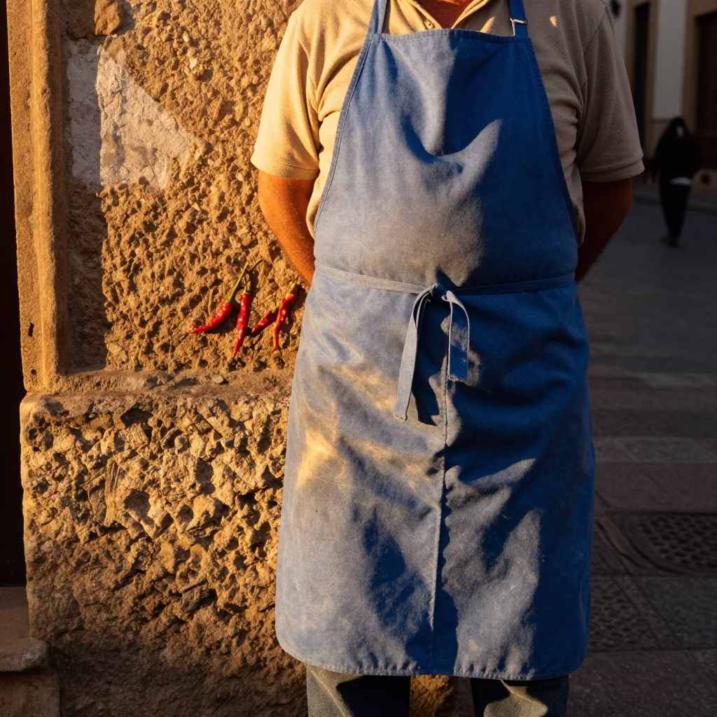Granada Spain Evening Street Scene with Apron and Chili Peppers in in Granada, Spain
