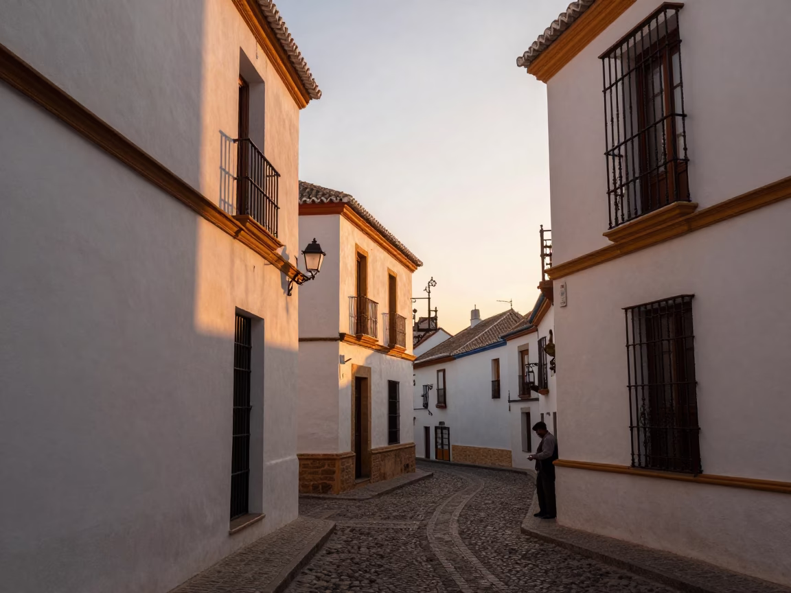 Granada Spain honeyed evening light historic architecture street scene in in Granada, Spain