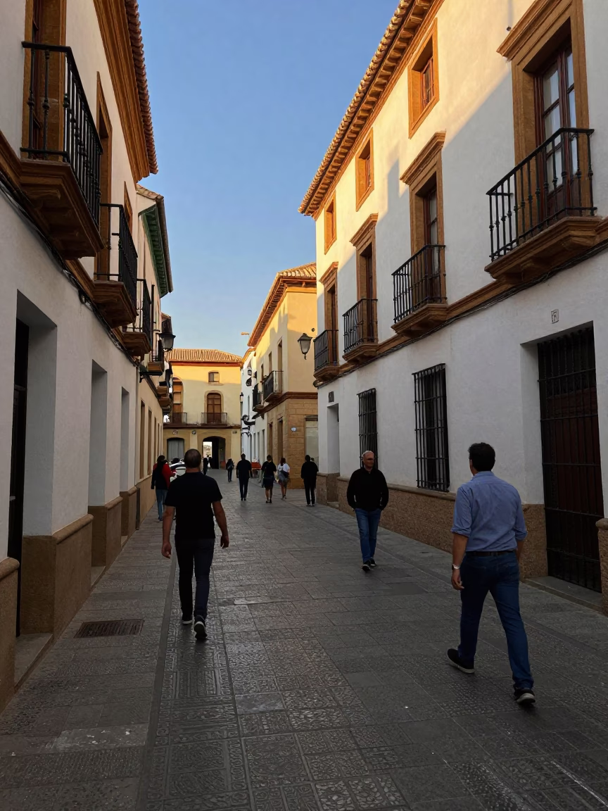 Granada Spain Late Afternoon Street Scene with Paint Flecks and Window Light in in Granada, Spain