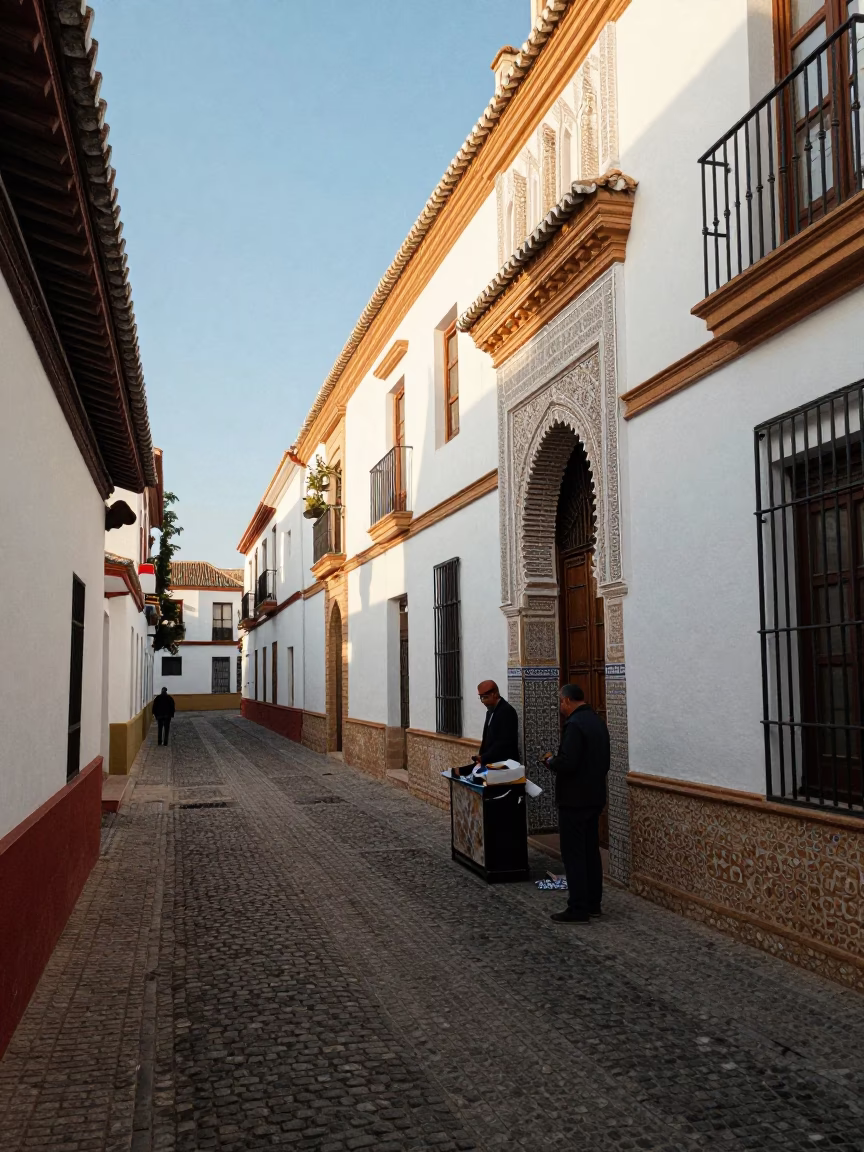 Granada Spain Late Afternoon Street Scene with Traditional Architecture and Local Life in in Granada, Spain