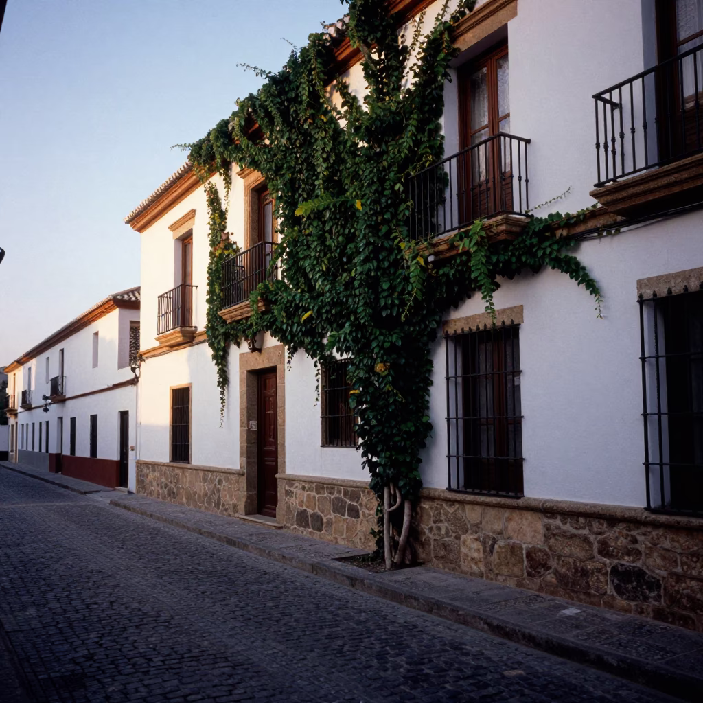 Granada Spain Nautical Dawn Street Scene with Ivy and Stone in in Granada, Spain