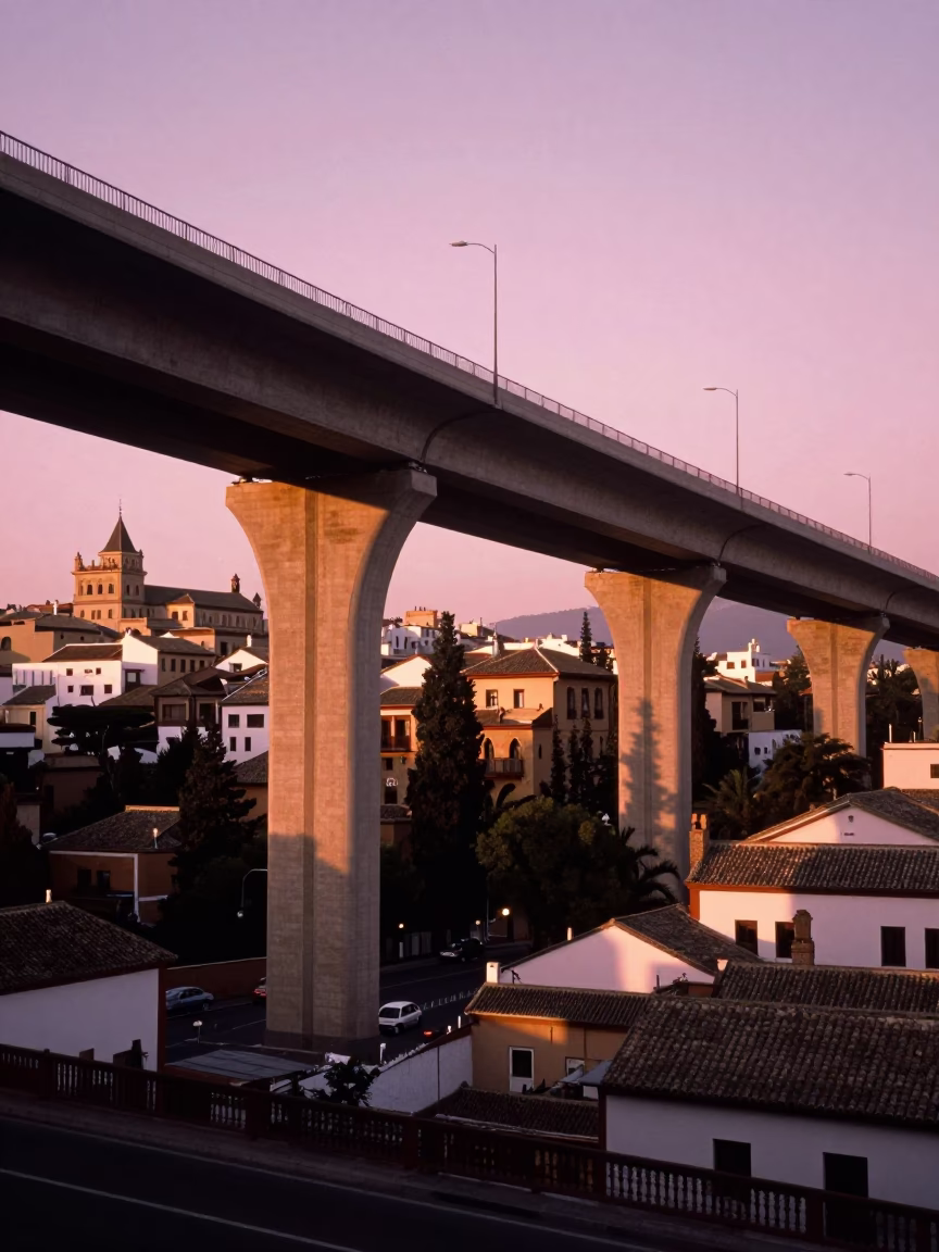 Granada Spain Sunset Highway Flyover and Traditional Architecture in in Granada, Spain