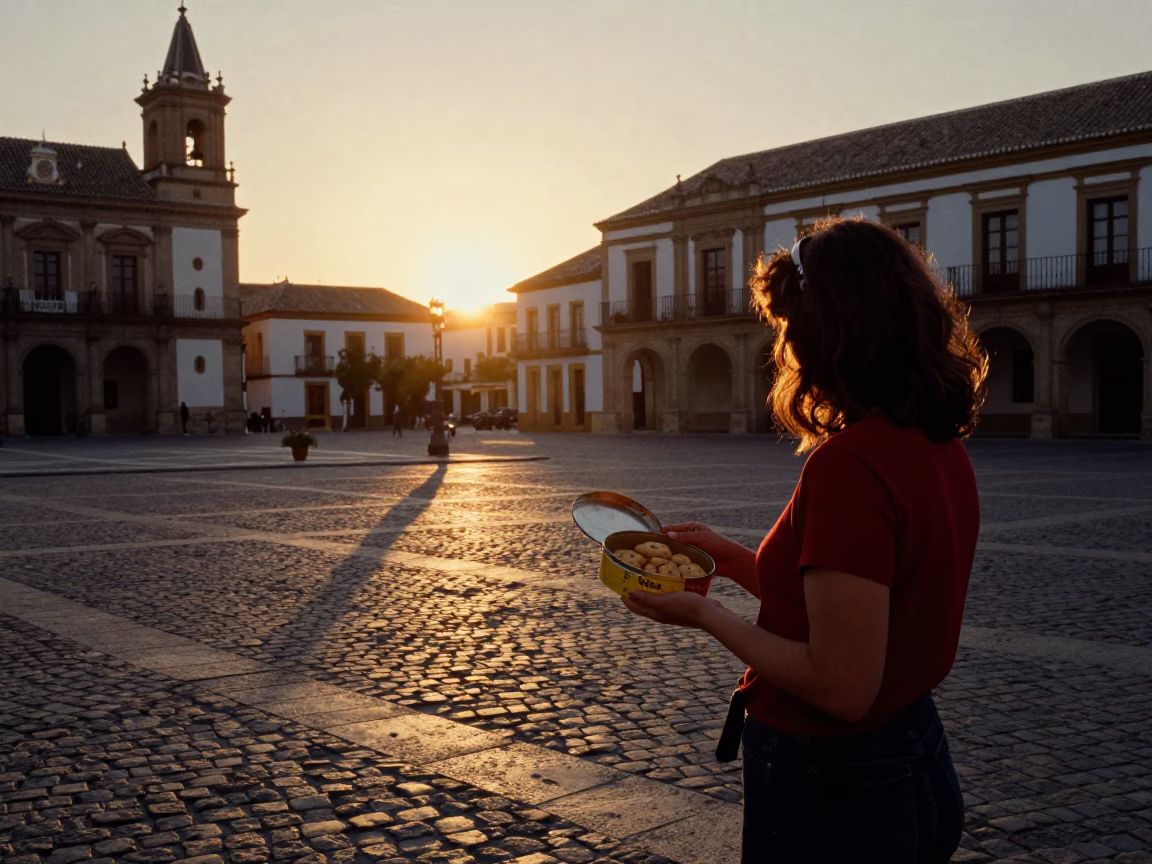 Granada Street Scene at As The Sun Drops Toward The Horizon in in Granada, Spain