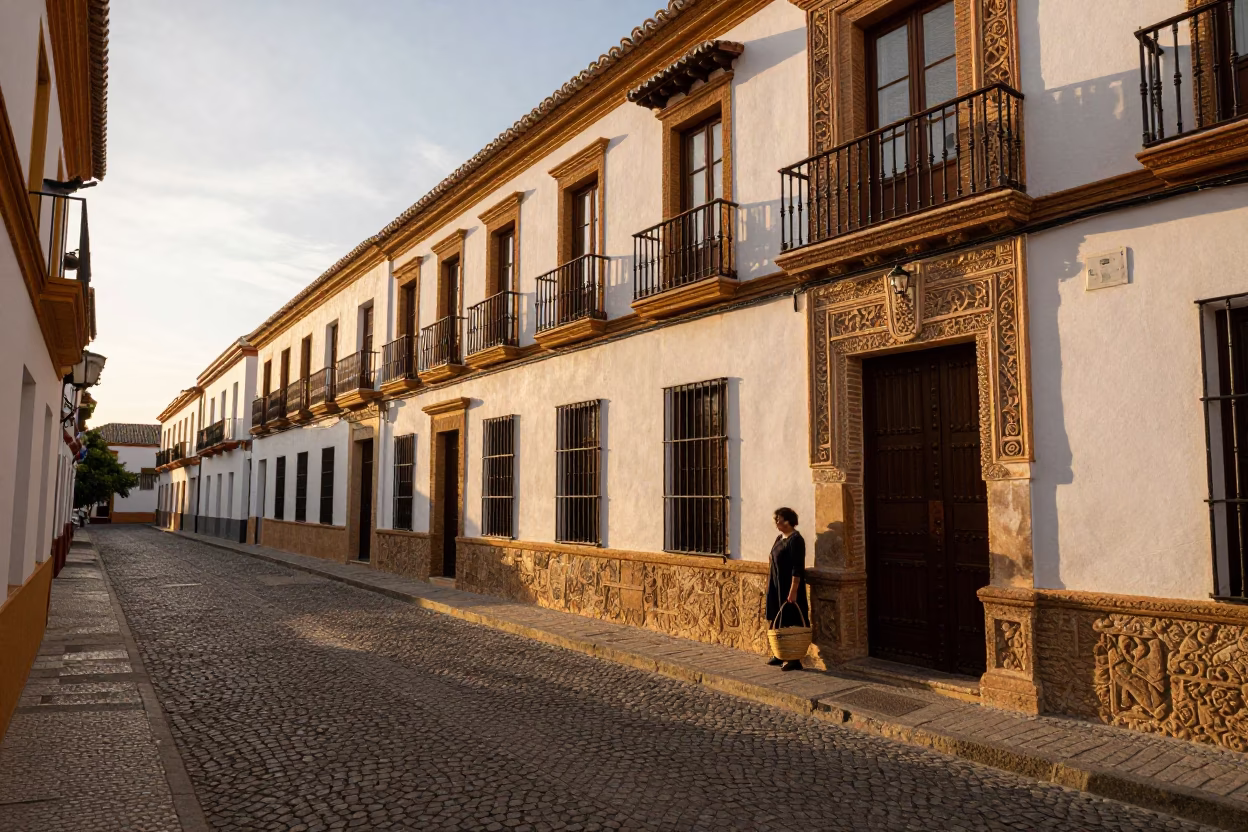 Granada Street Scene at Golden Hour in in Granada, Spain