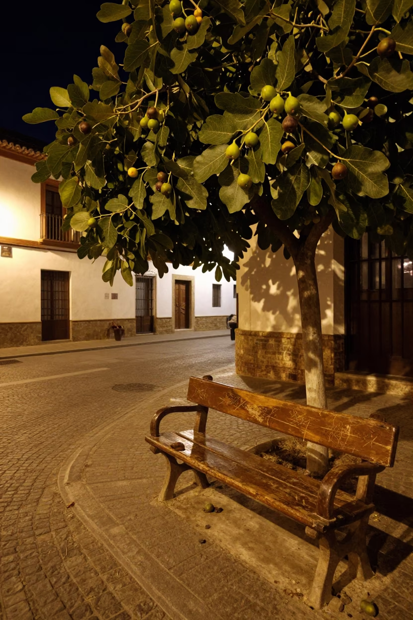 Granada Street Scene at Late At Night Light in in Granada, Spain