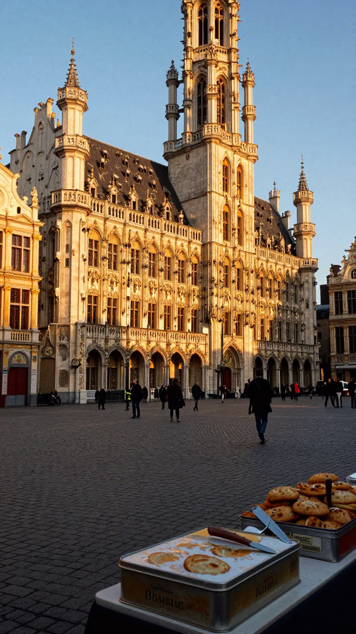 Grand Place in Brussels at Sunset Light in in Brussels, Belgium