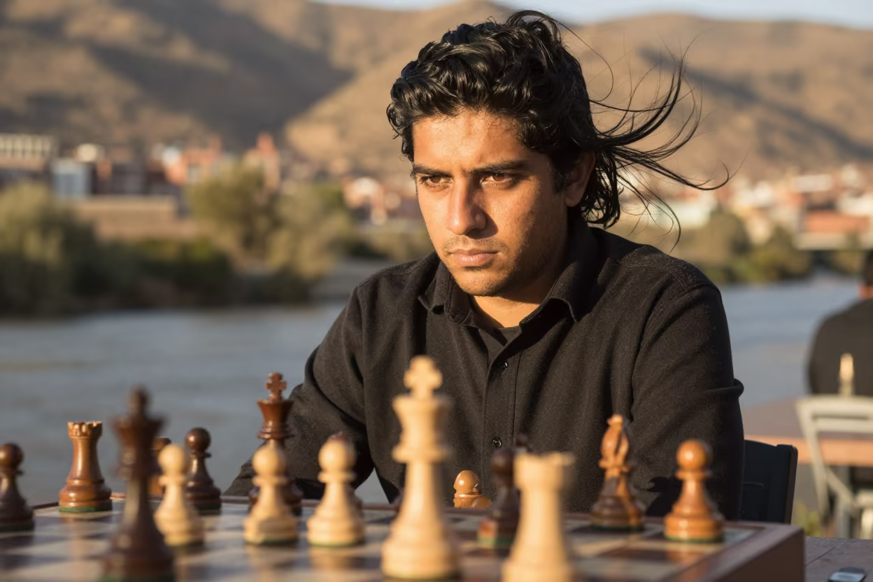 Grandmaster Gaze in El Alto Golden Hour in near a riverside landing in El Alto