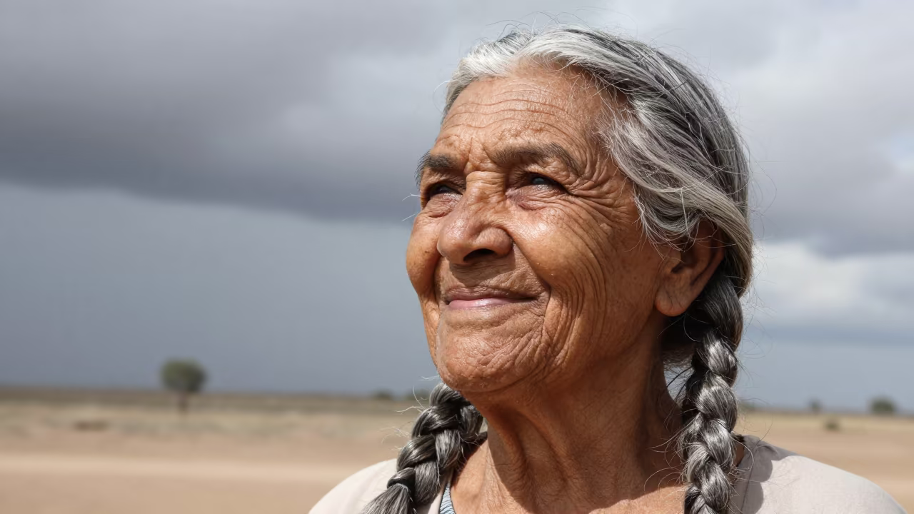 Grandmother with Silver Braids in Douma in in Douma