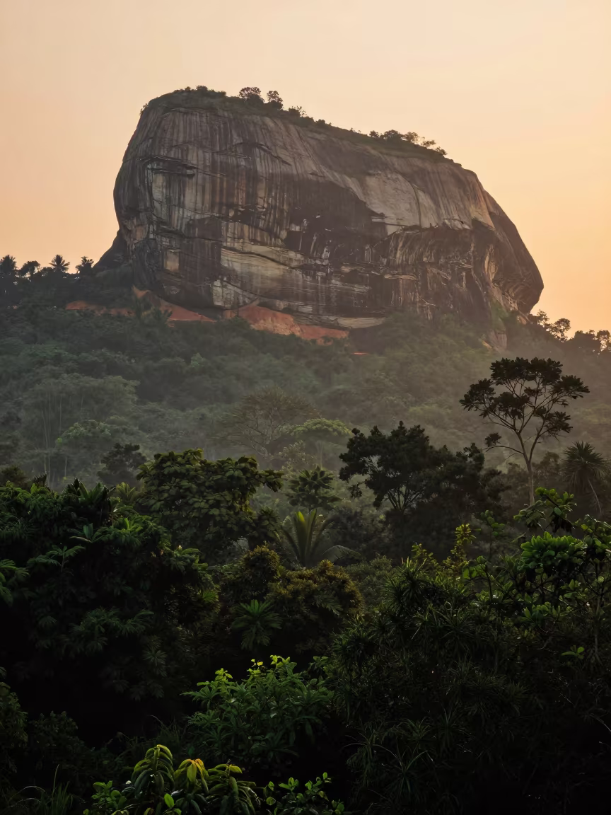 Granite Dome Rising Over Monsoon Forest in near Thrissur