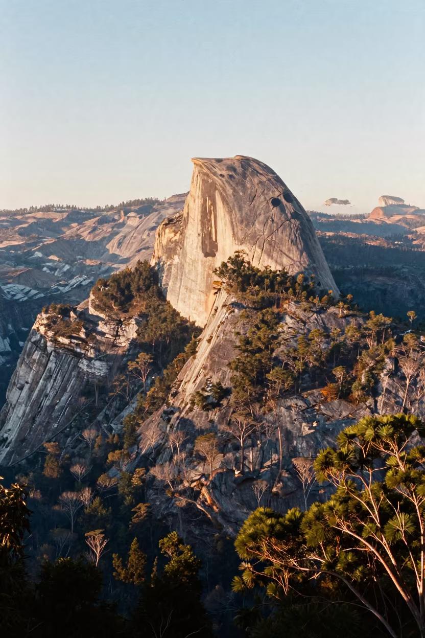 Granite Dome Over Winter Forest Sydney in from a ridge above layered foothills near Newtown, Sydney