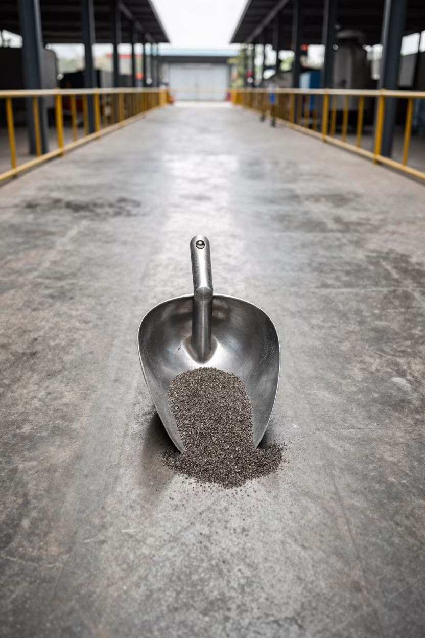 Granule Scoop Ready for Sortation in Prayagraj Warehouse in inside a warehouse aisle near Prayagraj