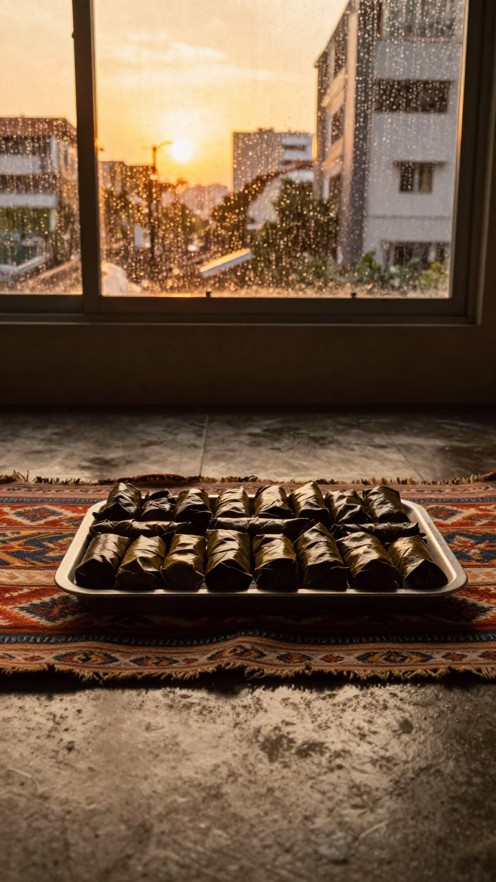 Grape Leaf Dolma on Picnic Blanket in Ho Chi Minh City in on a picnic blanket in Ho Chi Minh City