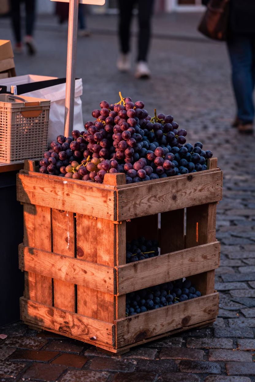 Grapes in Brussels at Copper-toned Light Before Dusk in in Brussels, Belgium