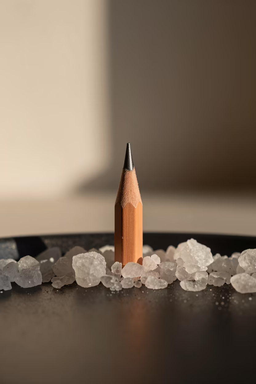Graphite Crystals on Salt Pan Rim at Sunset in on salt crystals along a pan rim in Malakal