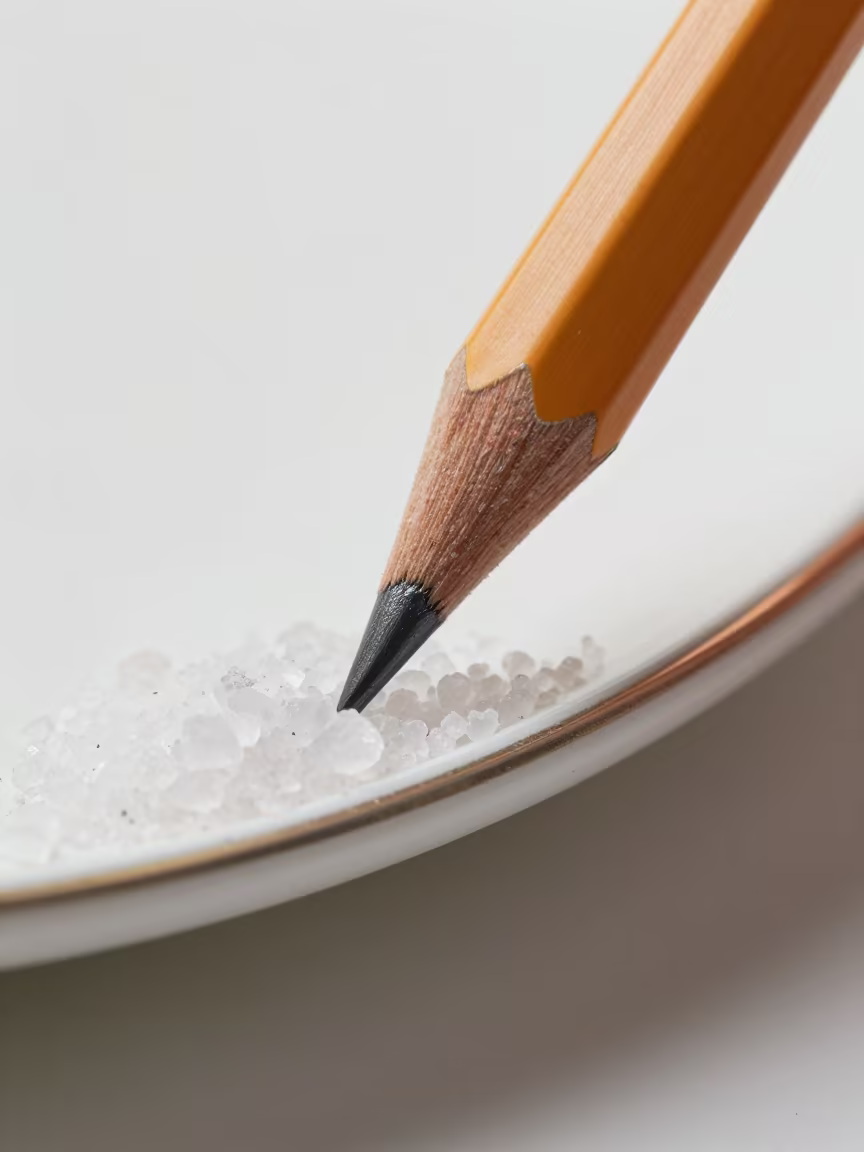Graphite Crystals on Salt Rim in Late Afternoon in on salt crystals along a pan rim in Mashhad