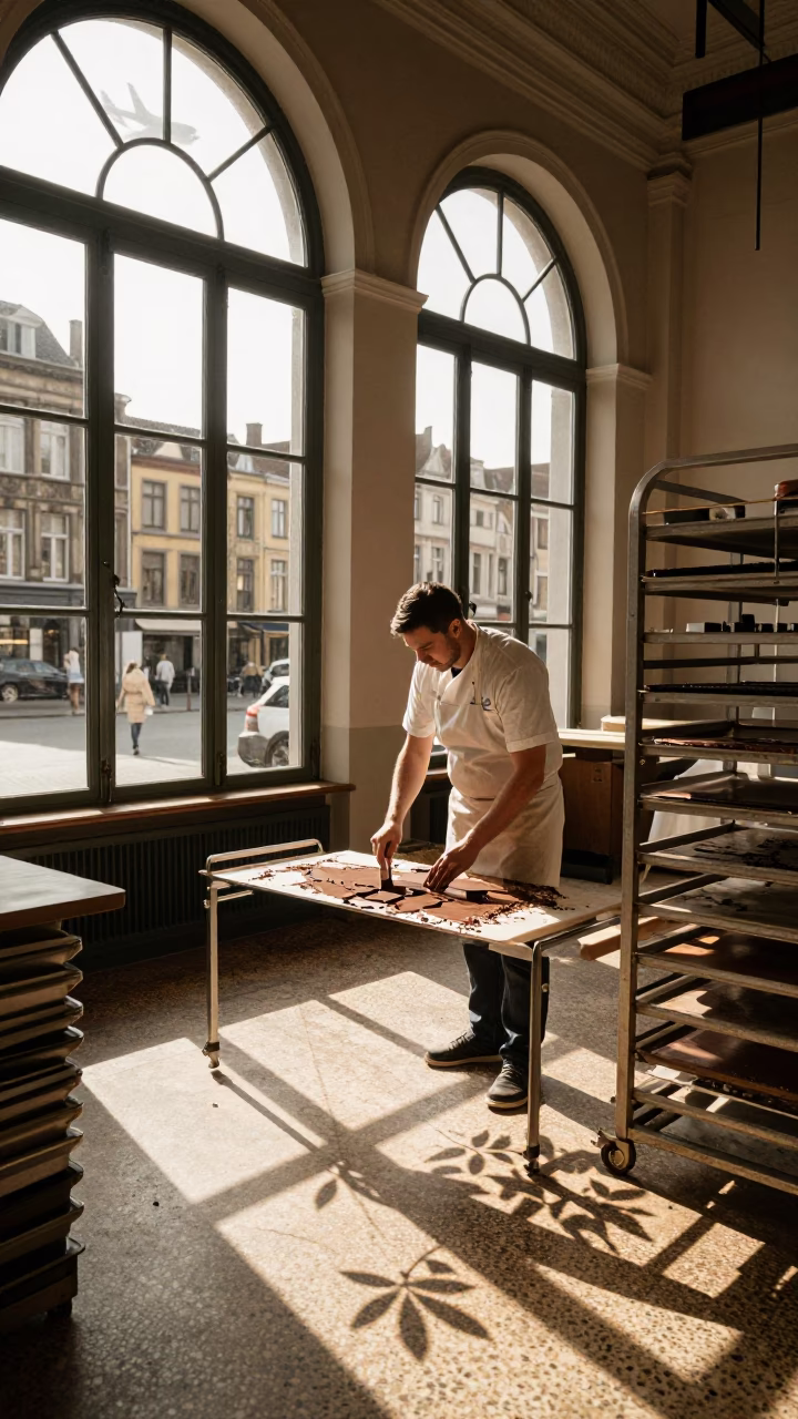 Grating Chocolate in Brussels in in Brussels, Belgium