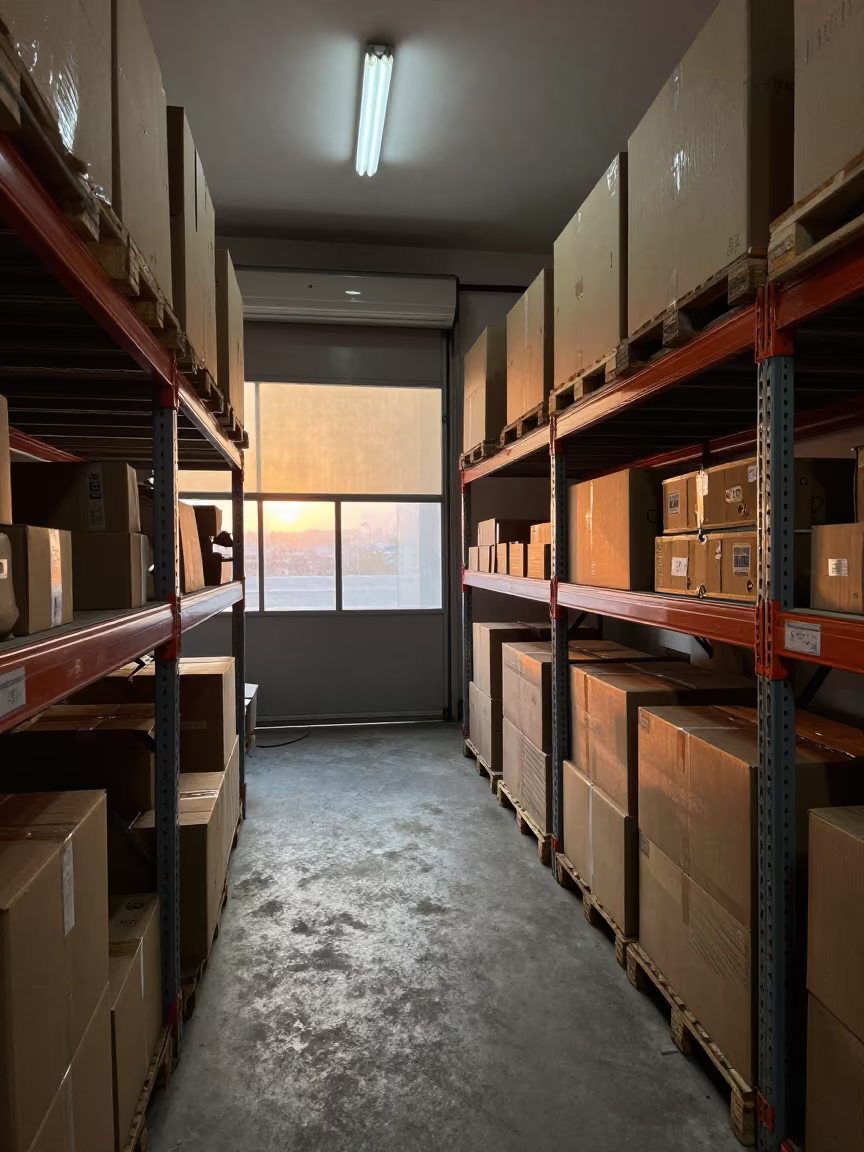 Gray Light on Pallet Shelf Cross-Dock Abeokuta in inside a cross-dock lane near Abeokuta