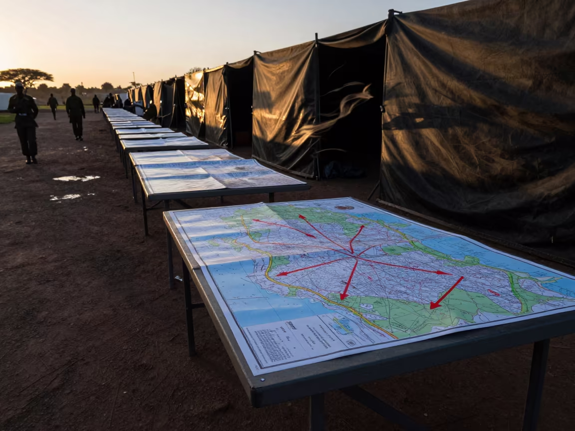 Grease Pencil Command Map at Dawn Checkpoint in at a checkpoint lane in Central African Republic